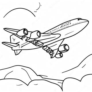 Renkli 747 Ucagi Ucusta Boyama Sayfasi 124174-58315