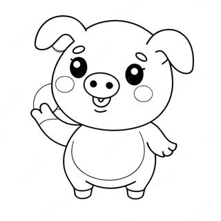 Balon Tutan Sevimli Kawaii Domuz Boyama Sayfasi 127709 61284