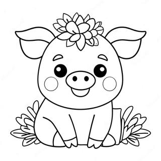 Cicek Taci Takmis Oyunbaz Kawaii Domuz Boyama Sayfasi 127710 61285