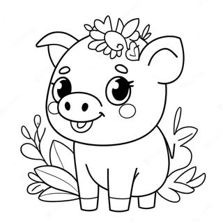 Cicek Taci Takmis Oyunbaz Kawaii Domuz Boyama Sayfasi 127710 61286