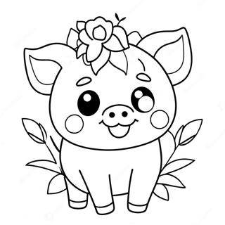 Cicek Taci Takmis Oyunbaz Kawaii Domuz Boyama Sayfasi 127710 61288