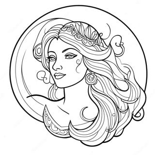 Akici Sacli Gorkemli Ay Tanricasi Boyama Sayfasi 129687-62822