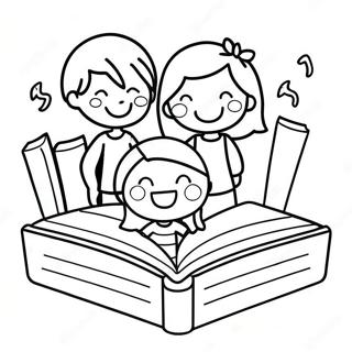 Mutlu Cocuklar Okuyor Boyama Sayfasi 130482-63438