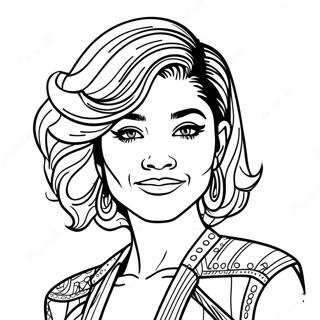 Sik Saclariyla Zendaya Boyama Sayfasi 130767-63661