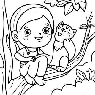 Agacta Kedi Ile Maceraci Kiz Boyama Sayfasi 131182 63982