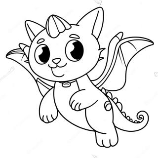 Sevimli Kedi Ejderha Ucuyor Boyama Sayfasi 131718 64391