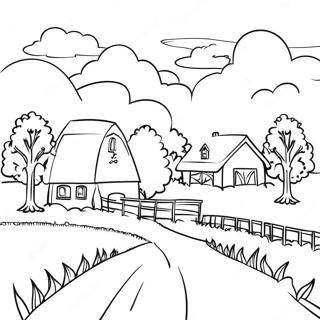 Agaclarla Sakin Ciftlik Manzarasi Boyama Sayfasi 131902-64544