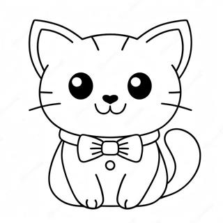 Sevimli Kawaii Kedi Ile Kravat Boyama Sayfasi 133442-65738