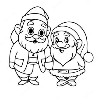 Santa Ve Elf Boyama Sayfasi 133956-66123