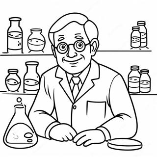 Laboratuvar Onlugu Giyen Merakli Bilim Insani Boyama Sayfasi 134266 66374