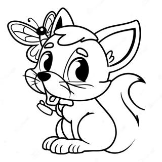 Kelebek Ile Oynayan Sevimli Tilki Boyama Sayfasi 136568 68169