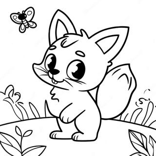 Kelebek Ile Oynayan Sevimli Tilki Boyama Sayfasi 136568 68170