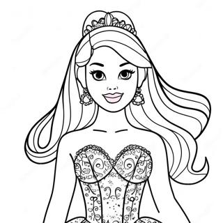 Parlak Elbiseli Barbie Bebek Boyama Sayfasi 137749-69242