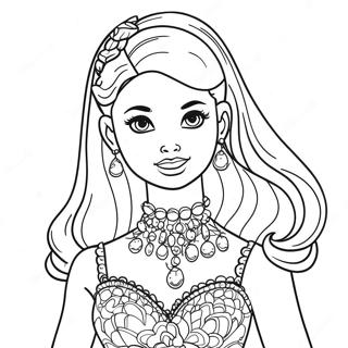 Parlak Elbiseli Barbie Bebek Boyama Sayfasi 137749-69244