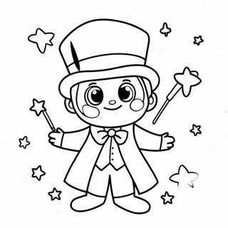 Yildizli Arka Planda Sevimli Sihirbaz Boyama Sayfasi 139515 70628