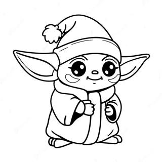 Sirin Bebek Yoda Noel Sapkasiyla Boyama Sayfasi 139640-70713