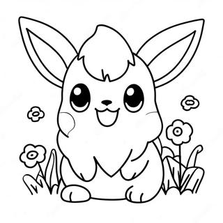 Ciceklerle Sevimli Eevee Boyama Sayfasi 14240-3106