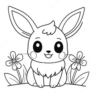 Ciceklerle Sevimli Eevee Boyama Sayfasi 14240-3107