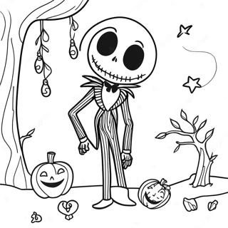 Jack Skellington Korkutucu Ay Isiginda Boyama Sayfasi 15525-3386