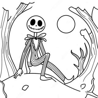 Jack Skellington Korkutucu Ay Isiginda Boyama Sayfasi 15525-3387