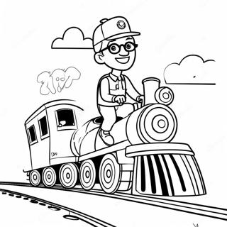 Blippi Eglenceli Trende Biniyor Boyama Sayfasi 16264 3561