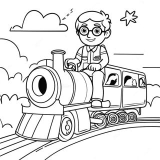 Blippi Eglenceli Trende Biniyor Boyama Sayfasi 16264 3562