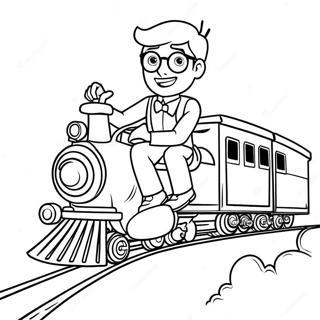 Blippi Eglenceli Trende Biniyor Boyama Sayfasi 16264 3563