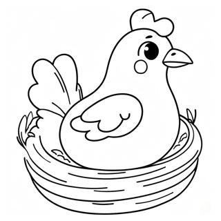 Yumru Tavuk Yuvada Oturuyor Boyama Sayfasi 16730-3654