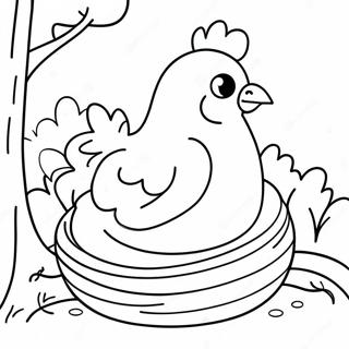 Yumru Tavuk Yuvada Oturuyor Boyama Sayfasi 16730-3656