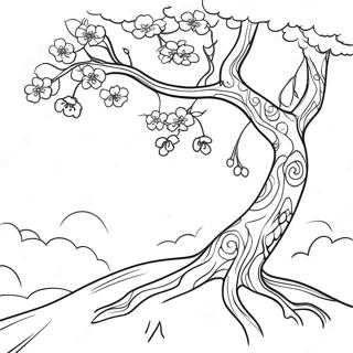 Renkli Kiraz Cicegi Agaci Boyama Sayfasi 21778-4750