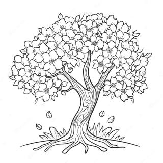 Renkli Kiraz Cicegi Agaci Boyama Sayfasi 21778-4751