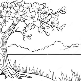 Renkli Kiraz Cicegi Agaci Boyama Sayfasi 21778-4752