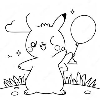 Sevimli Pikachu Balonlarla Boyama Sayfasi 2257-102