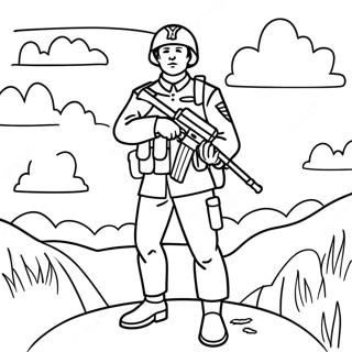 Korkusuz Asker Devriye Gezerken Boyama Sayfasi 23796-5198