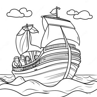Sakin Sular Uzerinde Yuzen Nuhun Gemisi Boyama Sayfasi 25811 5634