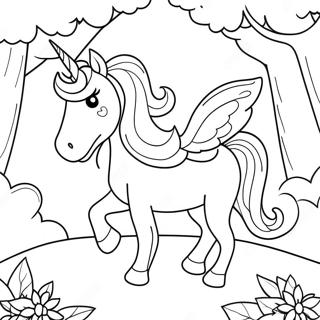 Sevimli Tekboynuz Bir Fantastik Ormanda Boyama Sayfasi 289 283