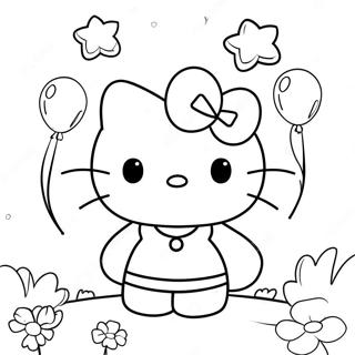 Balonlu Hello Kitty Boyama Sayfasi 2921-1413