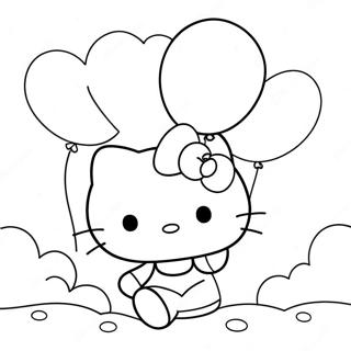 Balonlu Hello Kitty Boyama Sayfasi 2921-1414