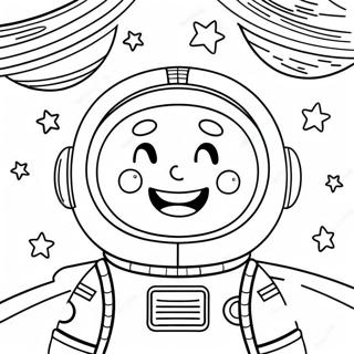 Yildizlar Ve Gezegenlerle Mutlu Astronot Boyama Sayfasi 29953-6526