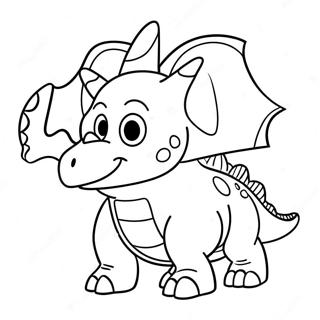 Cizgi Film Triceratops Oynarken Boyama Sayfasi 32285-7037