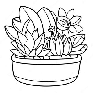 Sevimli Cizgi Film Sukulent Bitkileri Boyama Sayfasi 32374-7059