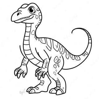 Renkli Velociraptor Kukreyen Boyama Sayfasi 32632-7115