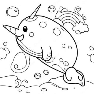 Mutlu Narwhal Gokkusagiyla Boyama Sayfasi 34258-7480