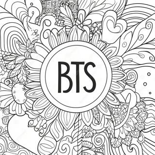 Bts Logosu Renkli Arka Plan Ile Boyama Sayfasi 34436-7519
