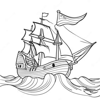 Firtinali Denizlerde Vintage Korsan Gemisi Boyama Sayfasi 37174-8129