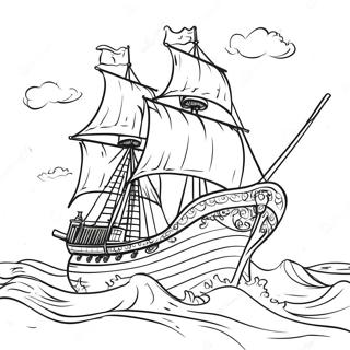 Firtinali Denizlerde Vintage Korsan Gemisi Boyama Sayfasi 37174-8130