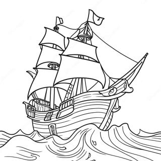 Firtinali Denizlerde Vintage Korsan Gemisi Boyama Sayfasi 37174-8131
