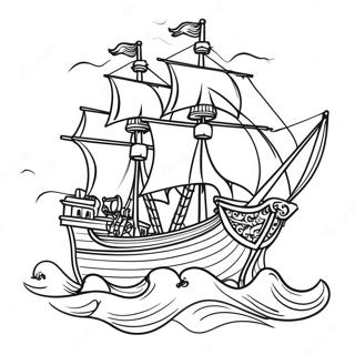 Firtinali Denizlerde Vintage Korsan Gemisi Boyama Sayfasi 37174-8132