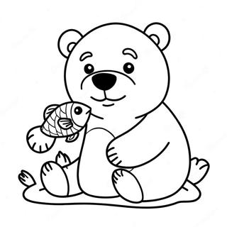 Sevimli Kutup Ayisi Balik Tutuyor Boyama Sayfasi 40096 8769