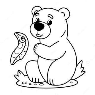 Sevimli Kutup Ayisi Balik Tutuyor Boyama Sayfasi 40096 8770